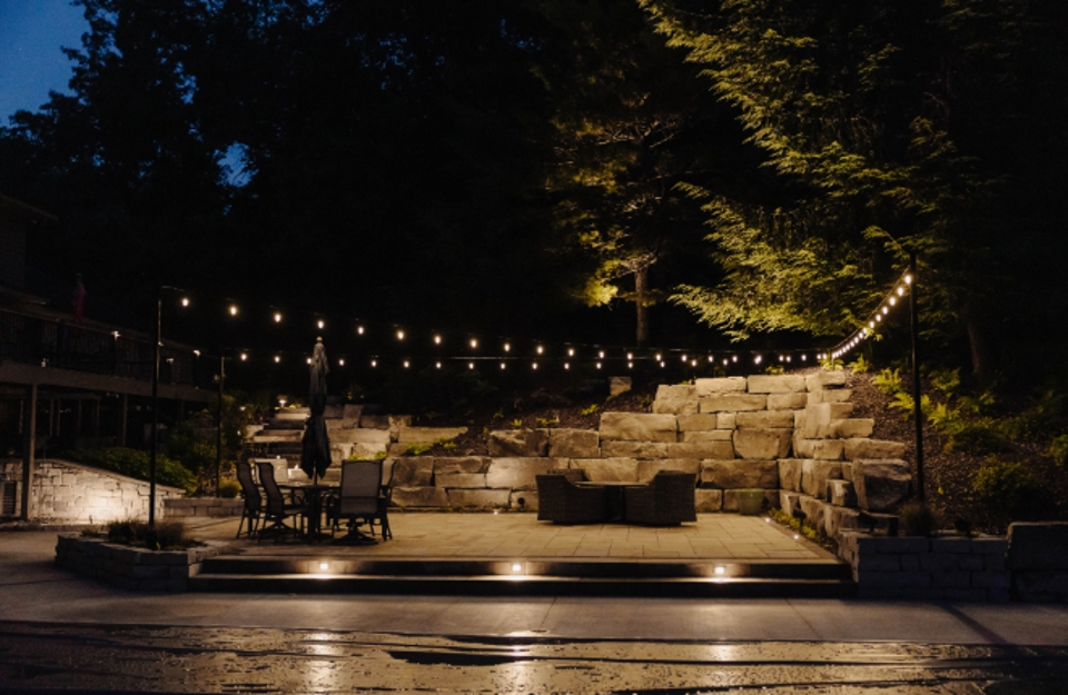 Deck and patio string lighting